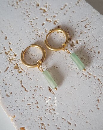 Kolczyki 2w1 z zawieszką z kamienia naturalnego, MAYBEJWLR