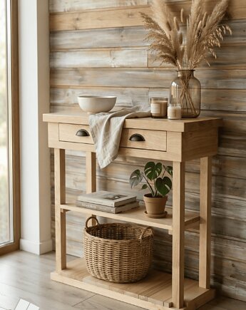 Konsola drewniana z litego jesionu w stylu vintage, farmhouse, PiorunowoSzafa