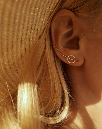 Komplet kolczyk- nausznica Koło ze srebra, ZIĘBA