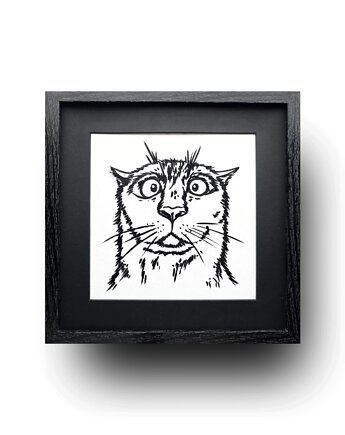 Funny Cat 1 - 20x20cm  - ręcznie malowany akrylami, Catisi