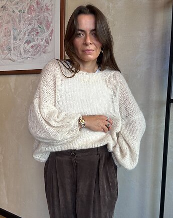 Jedwabny sweter Crafted ecru, Patchouli