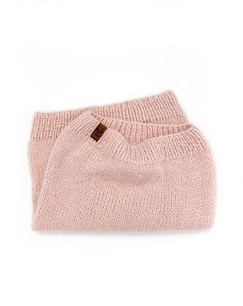 Cienki pudrowo różowy komin z alpaki Poudre, Holy Alpaca Knit