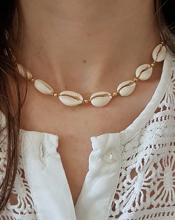 Beżowy naszyjnik z muszelek, LEI handmade 