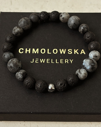 Bransoletka męska Larvikit i Lawa, Chmolowska Jewellery