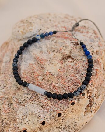 Bransoletka Męska Strzelec Chalcedon Obsydian Lapis Lazuli, w hand works