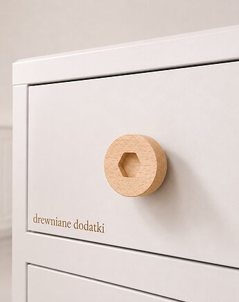 Drewniane gałki do mebli, z litego drewna, dąb, śrubki wzór 7, Drewniane dodatki