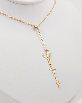 Złoty Naszyjniki z Imieniem KWIATOWY ZNAK ZODIAKU, ZaNa Design
