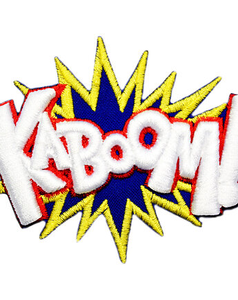 Naszywka naprasowanka KABOOM biała 3D termoprzylepna haftowana 9x7cm, Wyszywane