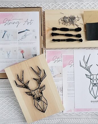 BOX DIY String art  JELEŃ  kreatywny zestaw zrób to sam, HAART