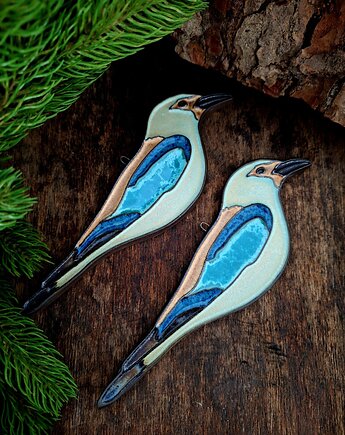 Ceramiczny ptak 2 sztuki dekoracja ścienna, Wooden Love