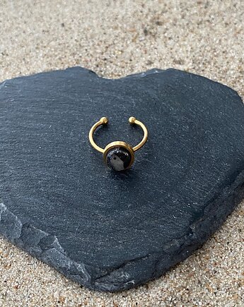 Pierścionek regulowany czarno-szare z drobinkami, Megan Little Things