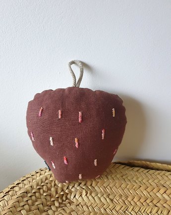 Truskawka z lnu dekoracja / brązowy, naniby