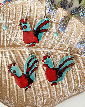 Duży ceramiczny kogucik zawieszka Wielkanocna, 10FingersArt