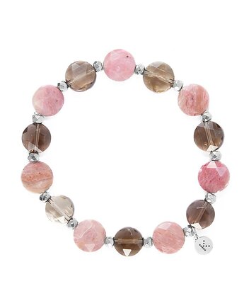 Bransoletka z pudrowo brązowych kamieni - Wersja Srebrna, Kulka Bransoletki