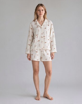 Piżama z bawełny w pieski dla psiej mamy z muślinu, HisOutfit