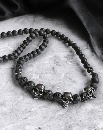 Naszyjnik MĘSKI - czachy - lawa & stal szlachetna, kaktusia