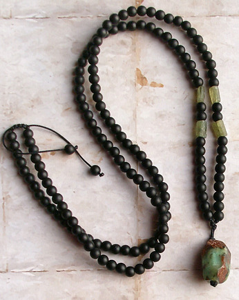 UNIKAT: chryzopraz, apatyt, onyks - naszyjnik męski / unisex, kaktusia