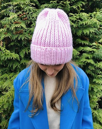 Wełniana czapka Lily maxi 100% wełna handmade ręcznie robiona, GANGSTA KNIT