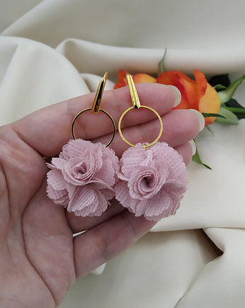 Kolczyki pudrowe różowe kwiatki mauve, Soutacheria