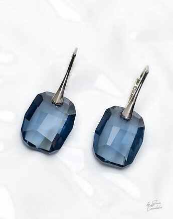 Srebrne kolczyki z kryształem Swarovski Denim Blue, Black Mamba Jewelry