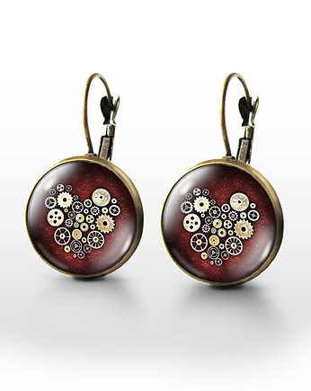 Kolczyki - Steampunk Heart - brąz, yenoo