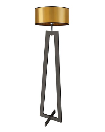 Hebanowa lampa podłogowa ze złotym kloszem BALI MIRROR, LYSNE