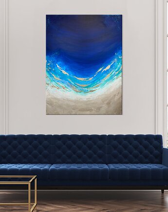 Granatowy obraz abstrakcyjny Maldives XXI 70x90cm - duży obraz do salonu, AnnSayuri ART