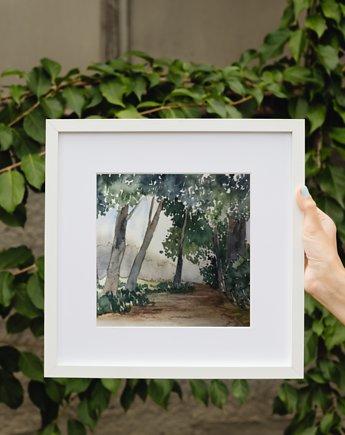 WYPRZEDAŻ OBRAZÓW! Akwarela Las oryginalny obraz 300g A5 21x15 cm, Kwitnace