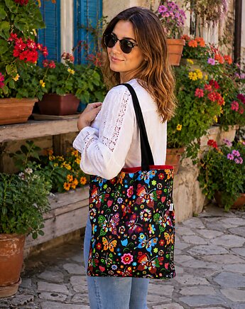 Torba shopper torba na zakupy shopperka torba zakupowa motyle folk, Uszyciuch
