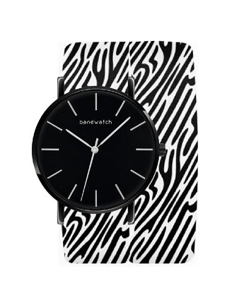Zegarek damski wiązany - Zebra - Tarcza Czarna, Bandwatch