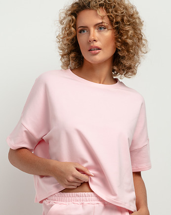 Bluza z krótkim rękawem T386, różowa, TESSITA