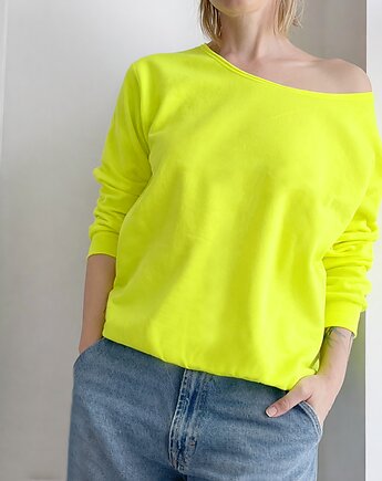 Bluza fluo żółta z szerokim dekoltem, ONE MUG A DAY