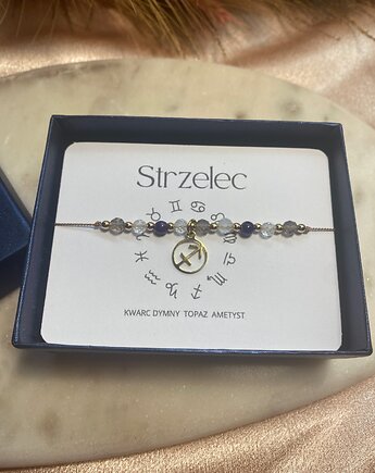 Bransoletka na jedwabnej nici kamienie naturalne Zodiak Strzelec, la liva art