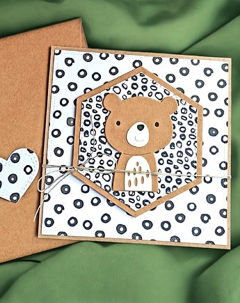 MIŚ kółkowy : kartka handmade na urodziny, roczek, kaktusia