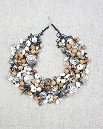 7022 Duży, bogaty naszyjnik - brązy, beże, kama4you