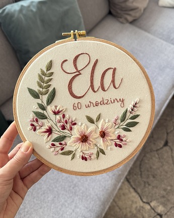 Haftowany tamborek NA URODZINY, ROCZNICĘ, ŚLUB prezent dla nowożeńców, madlenkova