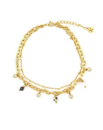 Podwójna bransoletka na nogę z beżem, Kulka Bransoletki