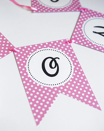 Girlanda personalizowana różowe groszki, WOW party