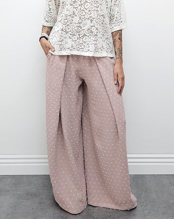 Tkaninowe spodnie boucle z zakładkami - Powder pink, Ablush