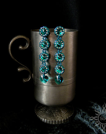 Blue Zircon, kolczyki z kryształami Swarovskiego, Sol