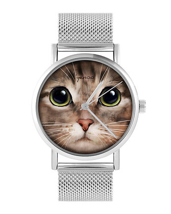 Zegarek - Kot tygrysek - bransoleta mesh, yenoo