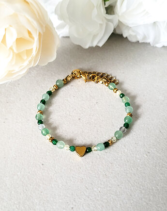 Elegancka bransoletka z Awenturynem i serduszkiem, Seylla pracownia