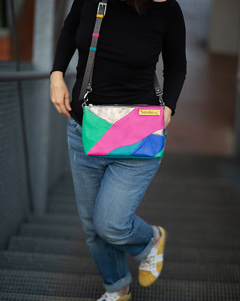 Wielokolorowa listonoszka ze skóry UNIKAT!, BandaBag