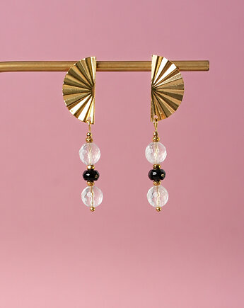 Eleganckie kolczyki z kryształem górskim i onyksem, AT NOON