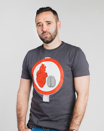 Bawełniany T-shirt z nadrukiem - Serce i Rozum, ZlapDystans