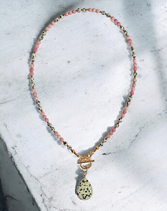 Jaspis dalmatyński i rodonit : naszyjnik, kaktusia