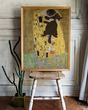 Plakat- Gustav Klimt - pocałunek .. kota, raspberryEM