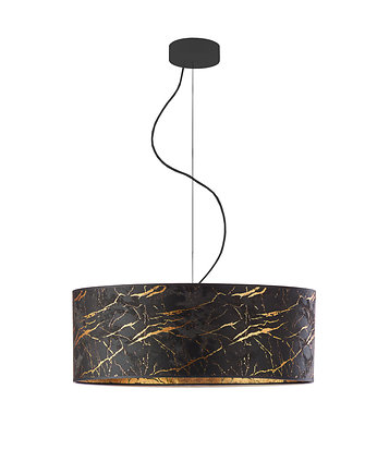 Czarna lampa wisząca do salonu z marmurowym kloszem HAJFA MARMUR fi - 50 cm, LYSNE