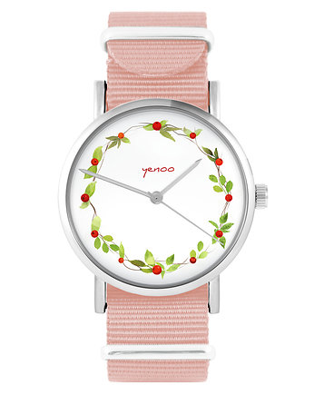 Zegarek - Wianek,dzika róża - brzoskwiniowy róż, yenoo