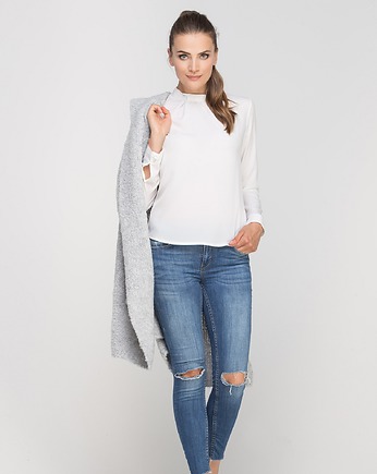 Bluzka z oryginalną stójką , BLU138 ecru, Lanti